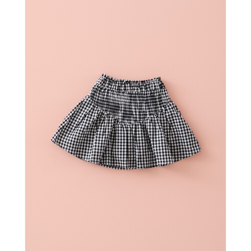 1018 Falda Elásticos Vichy Negro