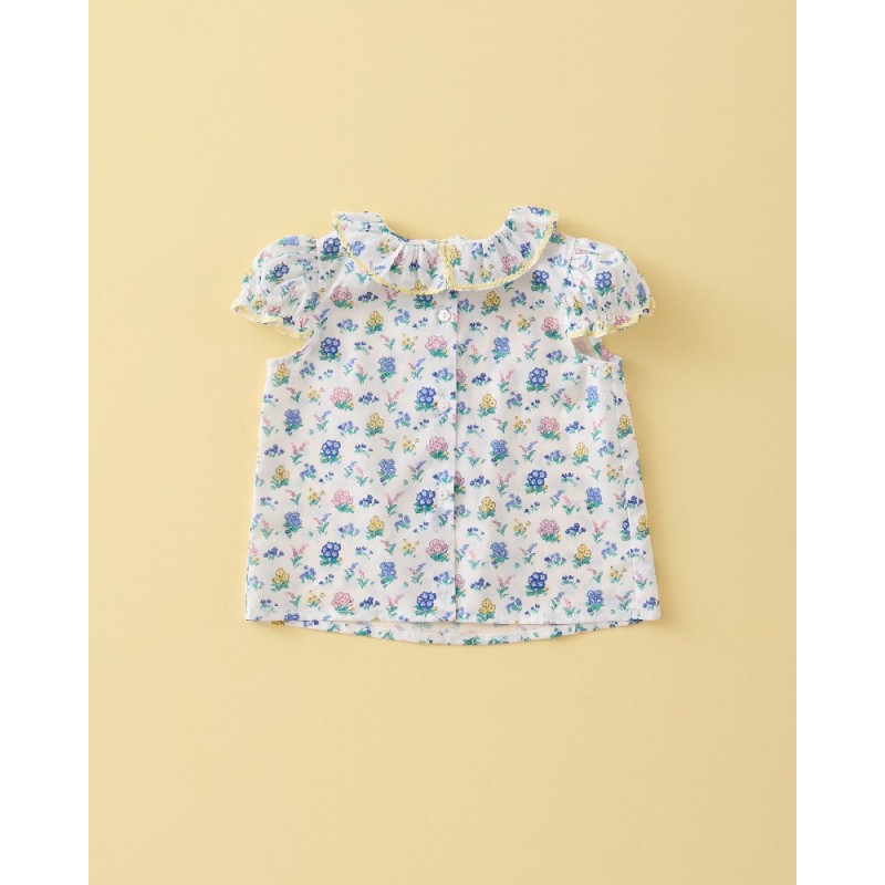 1051 Camisa Cuello Volante Liberty Blue Sand