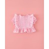 140 Blusa Volantes Vichy Chicle Mi Canesú