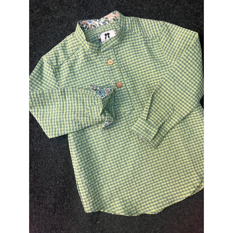 1587 Camisa Cuadros Olivo La Martinica