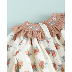 1802 Vestido Bordado Gasa Cozy Flowers Mi Canesú