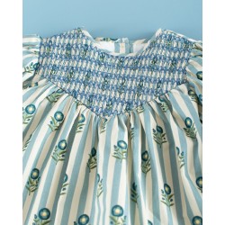 1806 Vestido Rayas Flor De Té Mi Canesú
