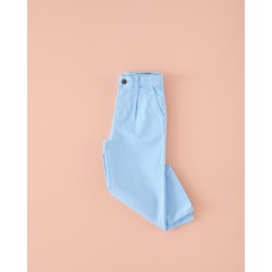 182 Pantalón Cropped Pinzas Azul Mi Canesú