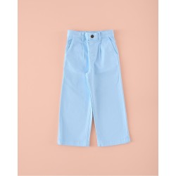 184 Pantalón Cropped Pinzas Azul Mi Canesú