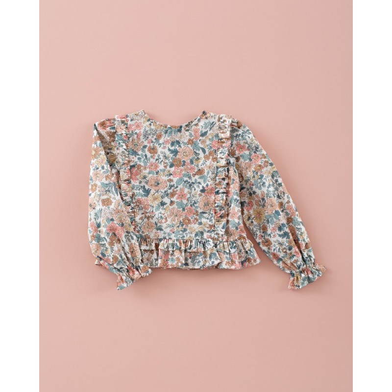 1891 Blusa Top Volantitos Liberty Calm Days Mi Canesú