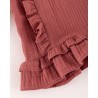 1894 Blusa Top Volantitos Gasa Burgundy Mi Canesú