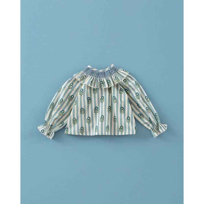 1904 Blusa Rayas Flor de Té Mi Canesú
