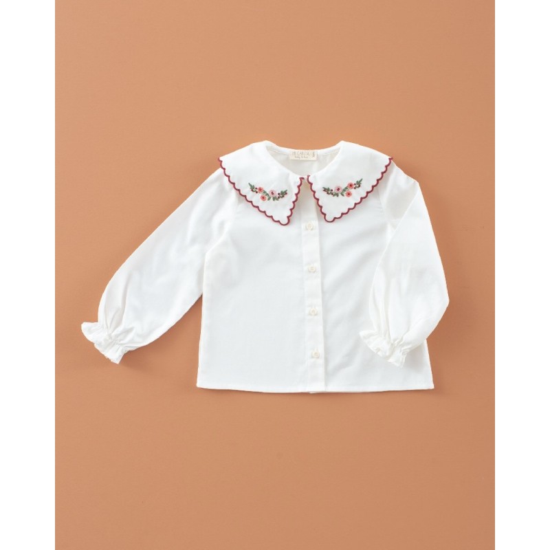1909 Camisa Cuello Bordado Milk Mi Canesú
