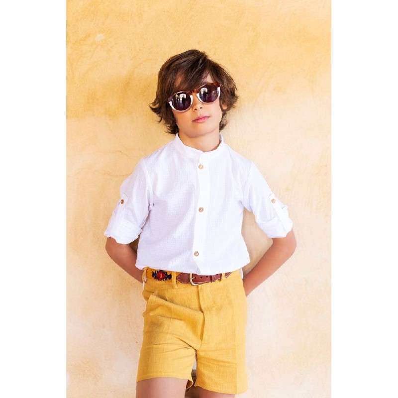 3  Camisa Blanca Seersucker Niño
