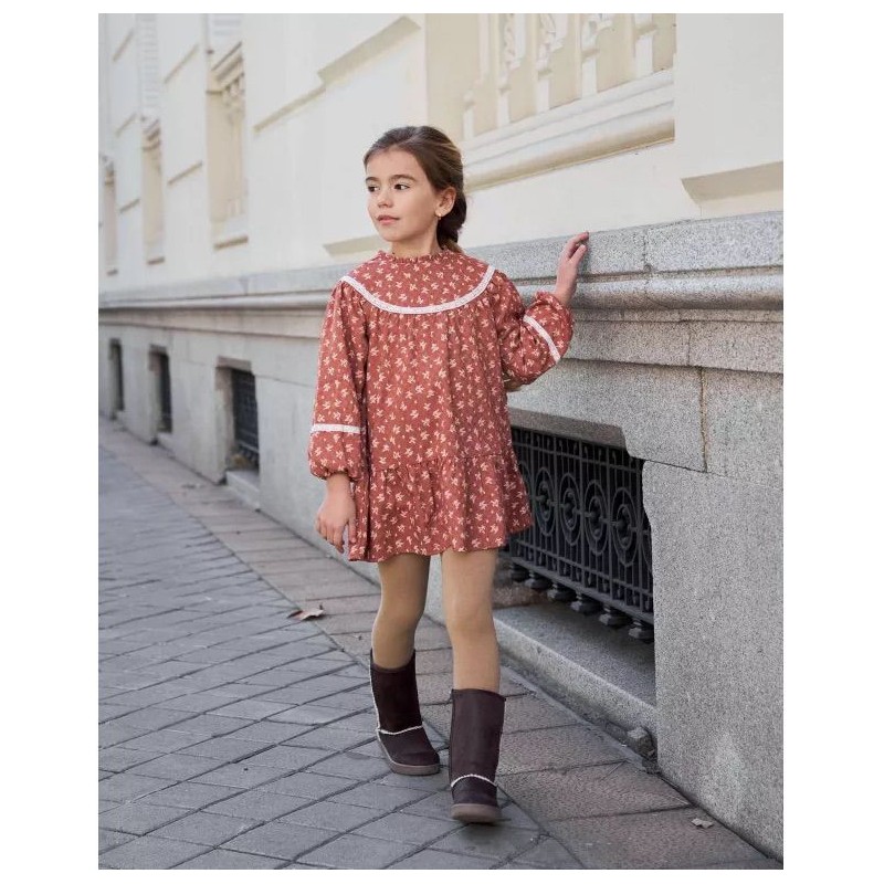 309 Vestido Teja Ribetes Blanco Dadati