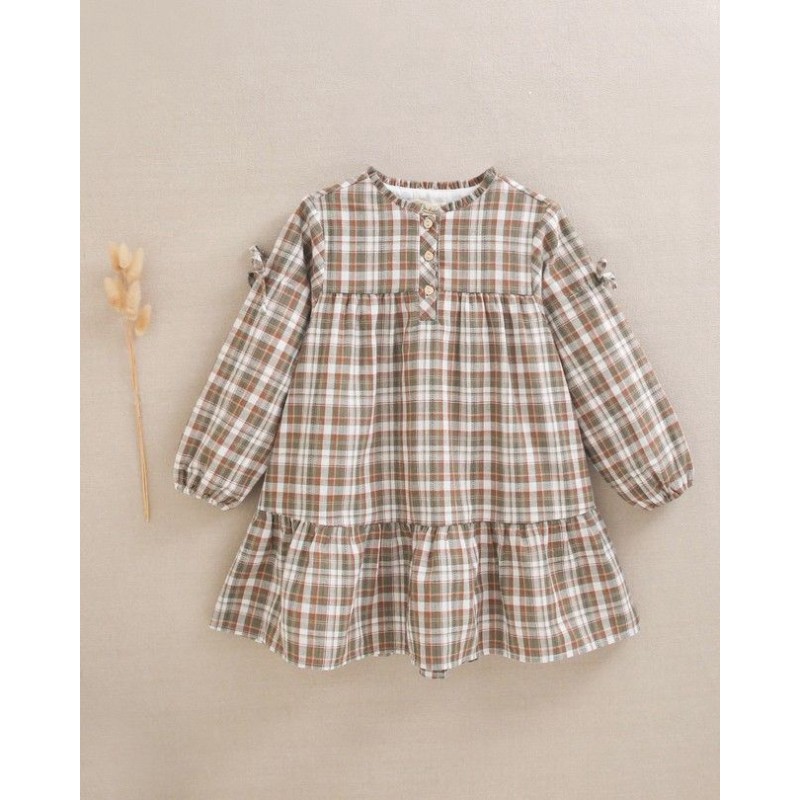 337 Vestido Cuadros Marrón y Verde Dadati