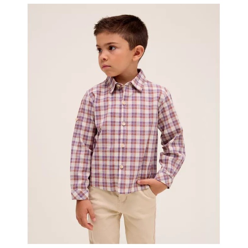 366 Camisa Niño Cuadros Morado Dadati
