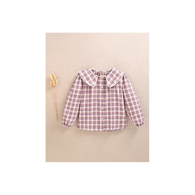 405 Blusa Niña Cuadros Morado Dadati