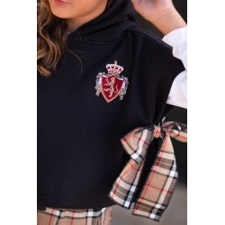 523 Sudadera Niña Corta Lazos Cuadros Burberry Mon Petit Bonbon