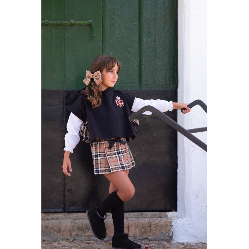 524 Sudadera Niña Corta Lazos Cuadros Burberry Mon Petit Bonbon