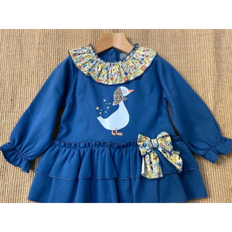 570 Vestido Felpa Pata Cuello Liberty Mon Petit Bonbon