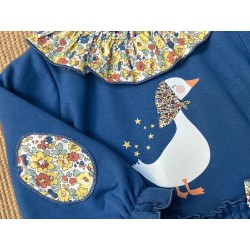 571 Vestido Felpa Pata Cuello Liberty Mon Petit Bonbon