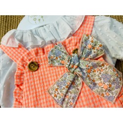 598 Conjunto Niña Ranita Vichy Flúor Valentina