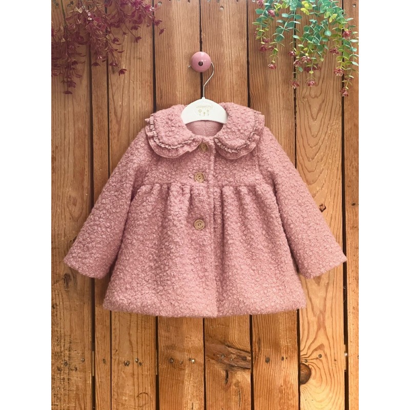 615 Abrigo Paño Rizado Rosa Empolvado Valentina