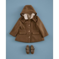 620 Abrigo Capucha Paño Castaña mi Canesú