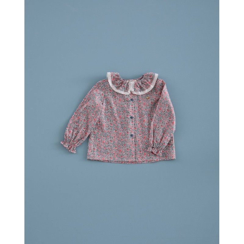 631 Camisa Cuello Volante Liberty Mini Clarissa Mi Canesú