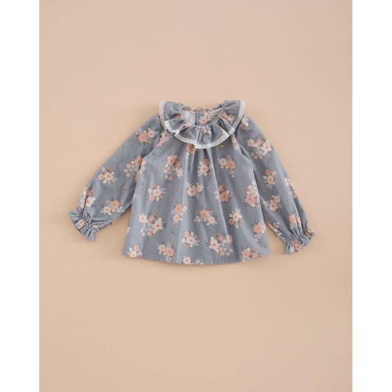 670 Camisa Cuello Volante Micropana Bouquet Mi Canesú