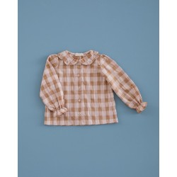 676 Camisa Pétalos Bordada Vichy Cinnamon Mi Canesú