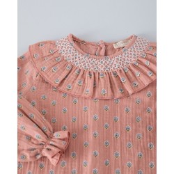 681 Camisa Engomada Gasa Florecita Geométrica Mi Canesú