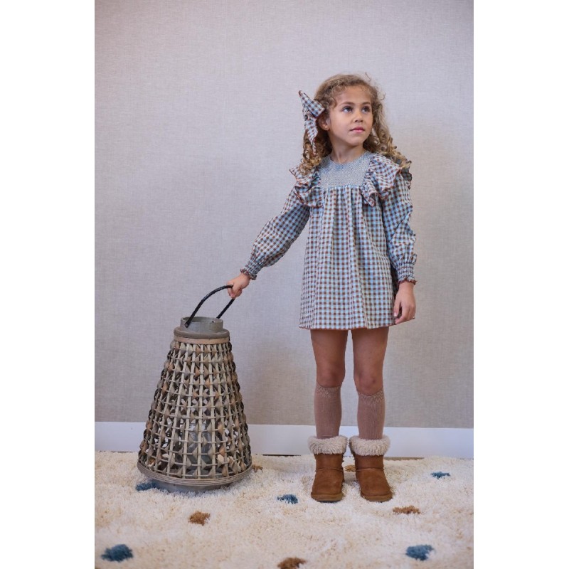 724 Vestido Bichitos Vichy Volantes La Martinica