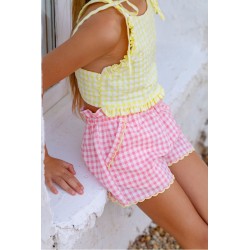 74 Short Miniondas Vichy Chicle Mi Canesú