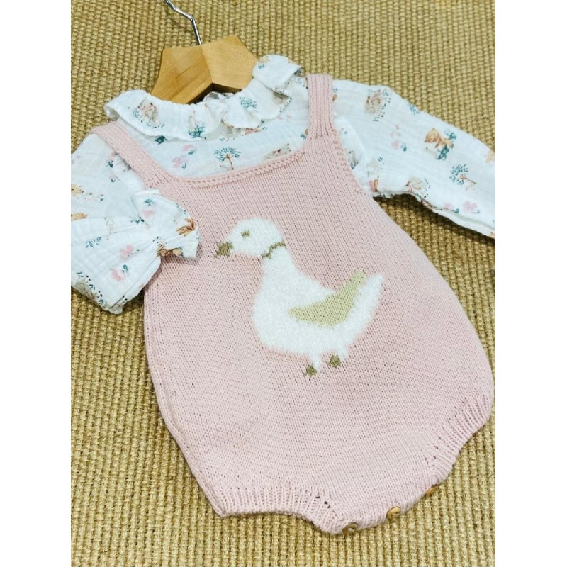 808 Rosa Conjunto Bebé 2p Muselina 1807