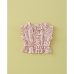 891 Blusa Volantitos Liberty Pink Coco Flúor