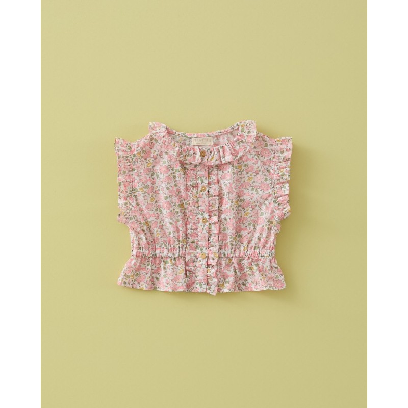 891 Blusa Volantitos Liberty Pink Coco Flúor