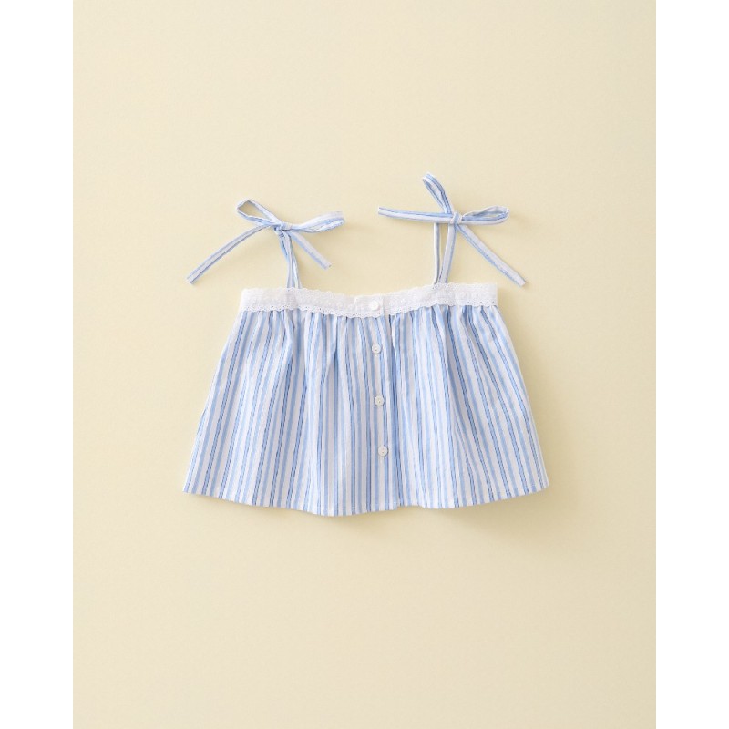 894 Top Puntilla Rayas Azul Cielo