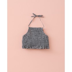 906 Top Elástico Lazo Vichy Negro