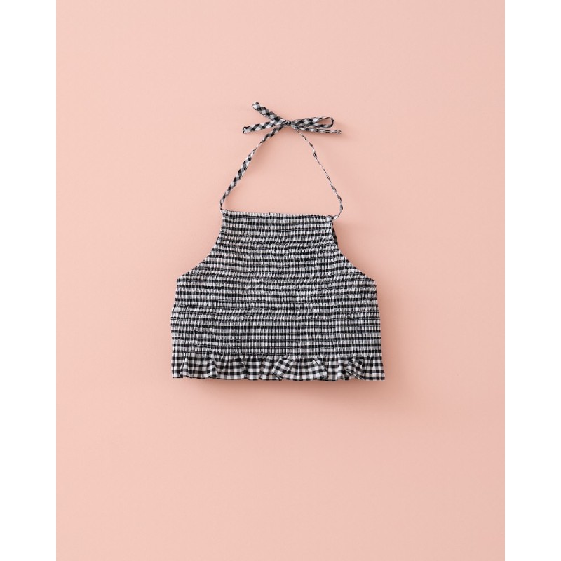 906 Top Elástico Lazo Vichy Negro