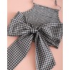 907 Top Elástico Lazo Vichy Negro
