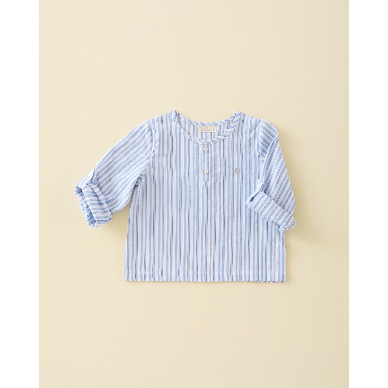 922 Camisa Niño Rayas Azul Cielo