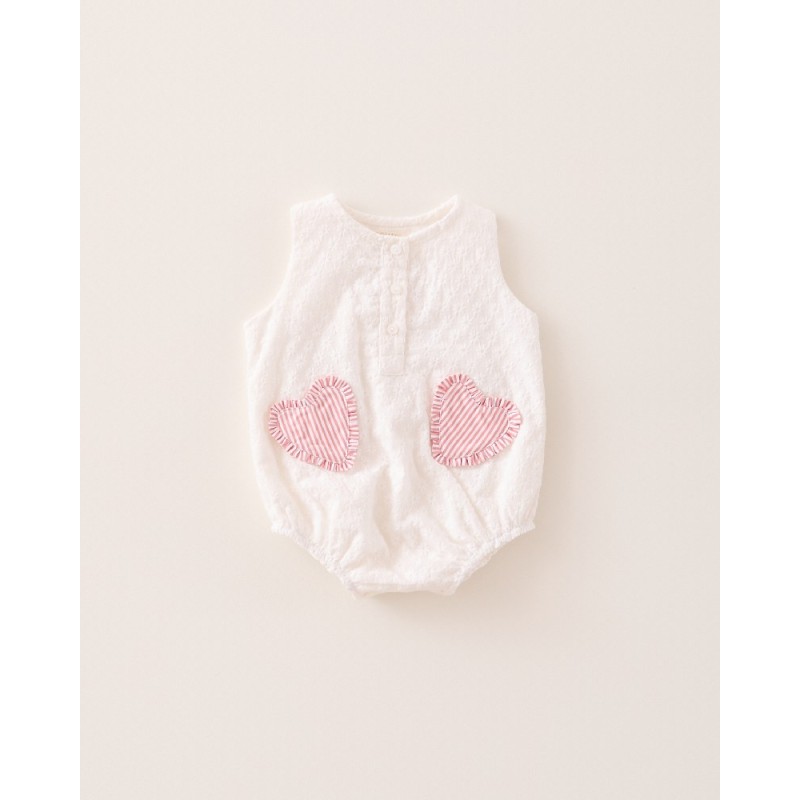 932 Ranita Bordada Corazón Rayita Pink