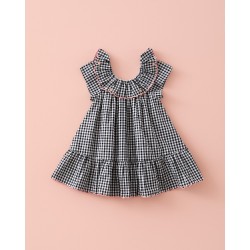 943 Vestido Bordados Vichy Negro