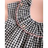 944 Vestido Bordados Vichy Negro