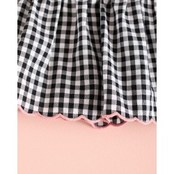 946 Vestido Bordados Vichy Negro