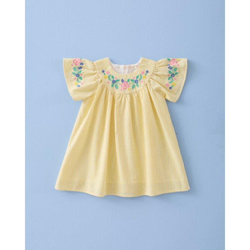 947 Vestido Bordado Rayitas Sand
