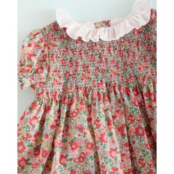 956 Vestido Canesú Fruncido Liberty Rosso